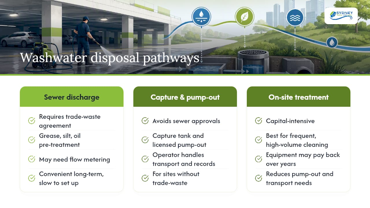 How do you legally dispose of parking garage washwater? — overview diagram