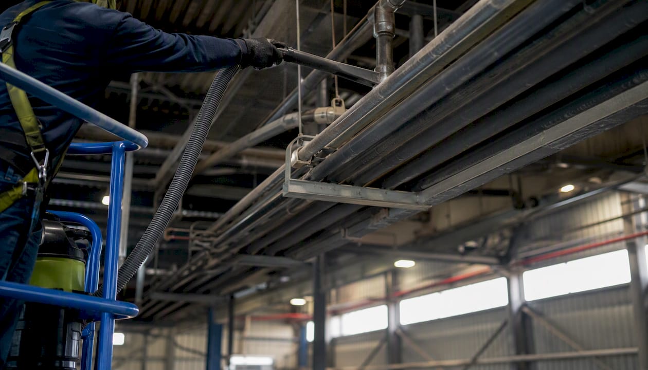 HEPA vacuum cleaning high dust in warehouse