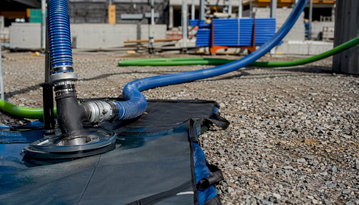 Containment and vacuum equipment for pressure washing
