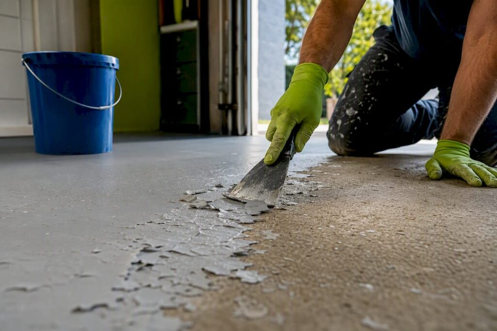 DIY paint scraping from concrete garage slab