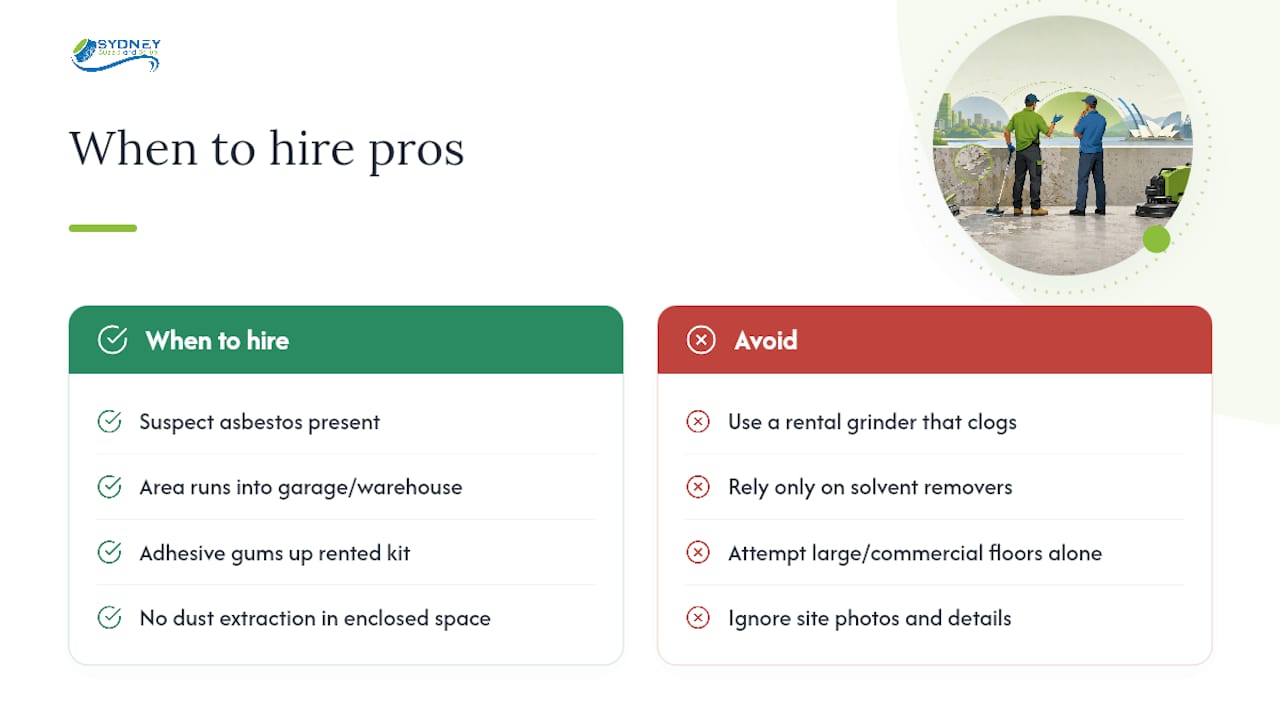 When to hire a pro, and how Sweepandscrub can help — overview diagram