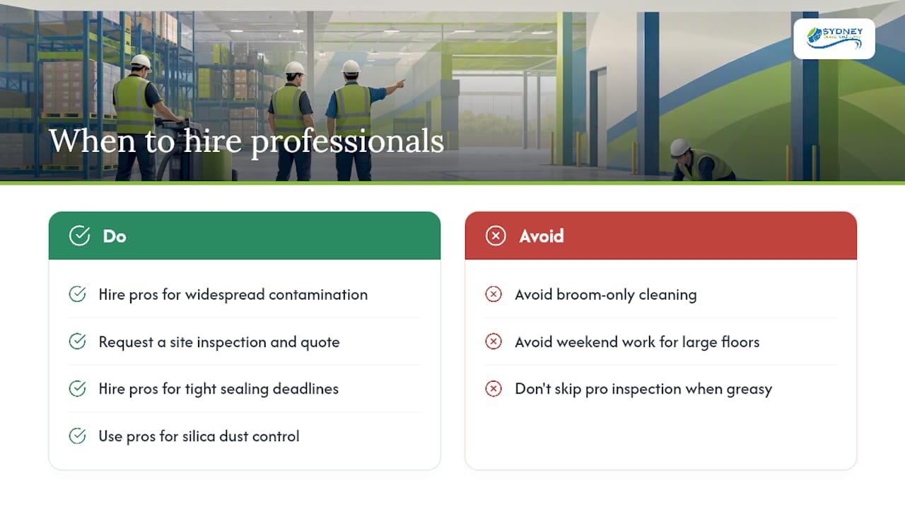 When it makes sense to bring in a professional cleaning crew — overview diagram