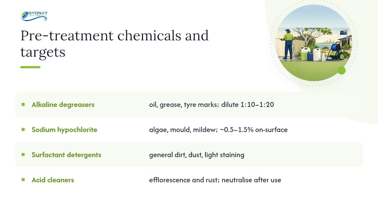 Chemical types matched to concrete stains