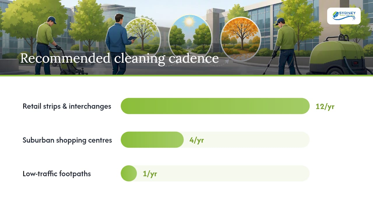 Recommended cleaning cadence by foot traffic