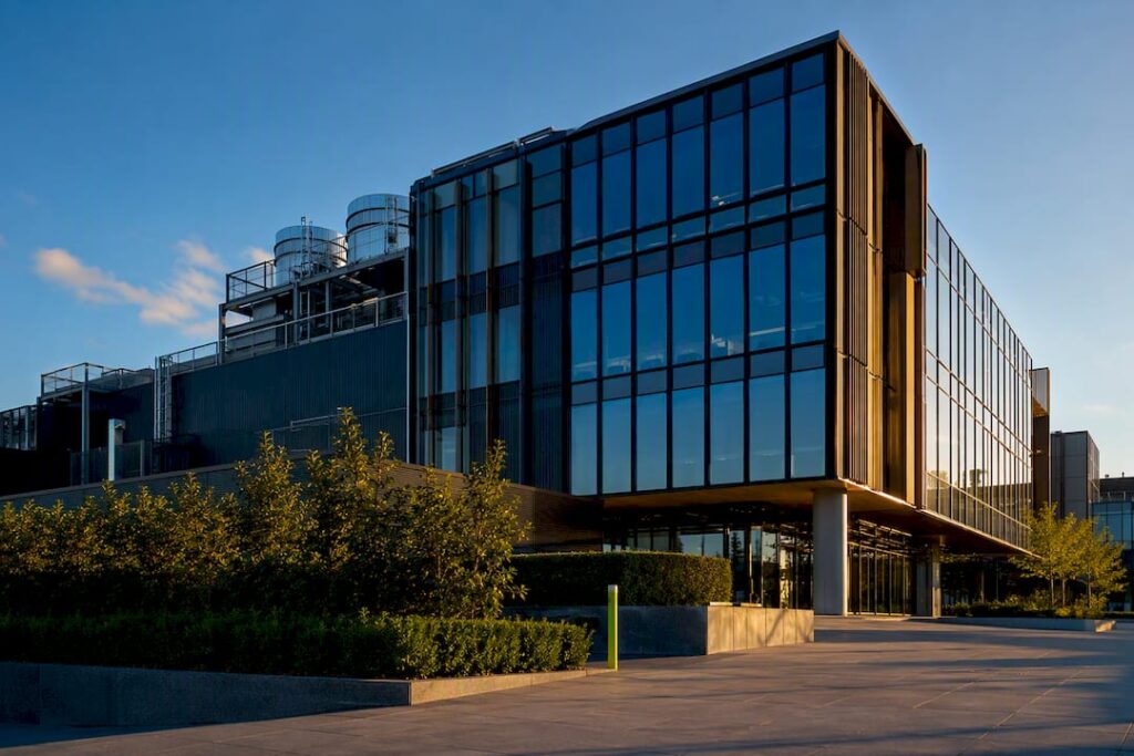 Commercial office building with utility infrastructure