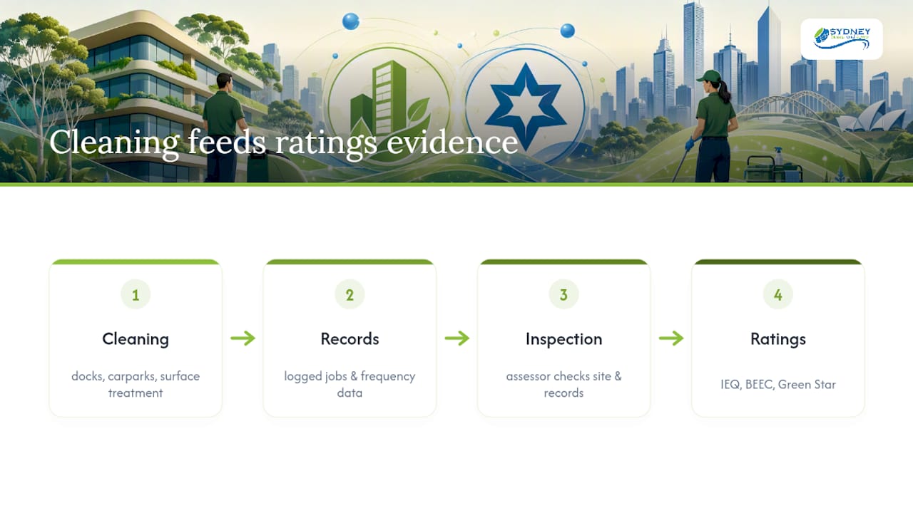 Cleaning records supporting building rating evidence