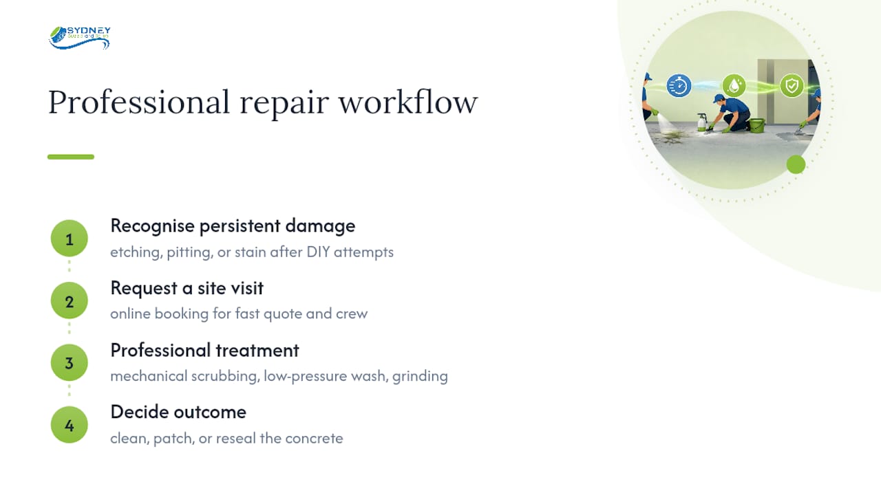 Get professional help for stubborn or large-area damage — overview diagram