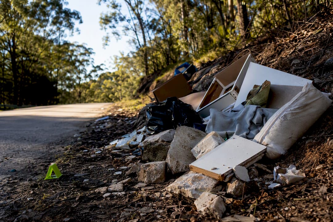 Illegal dumping site beside Sydney access road