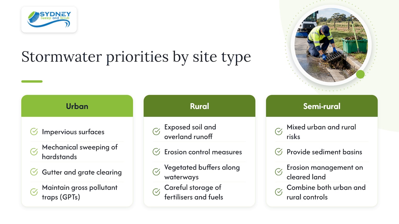 Comparison of urban rural stormwater practices