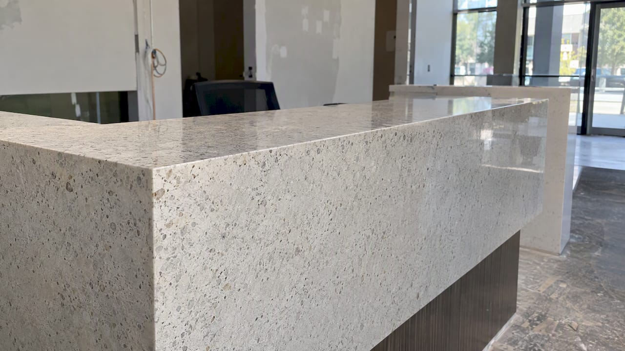 Engineered stone counter in a refurbishment area